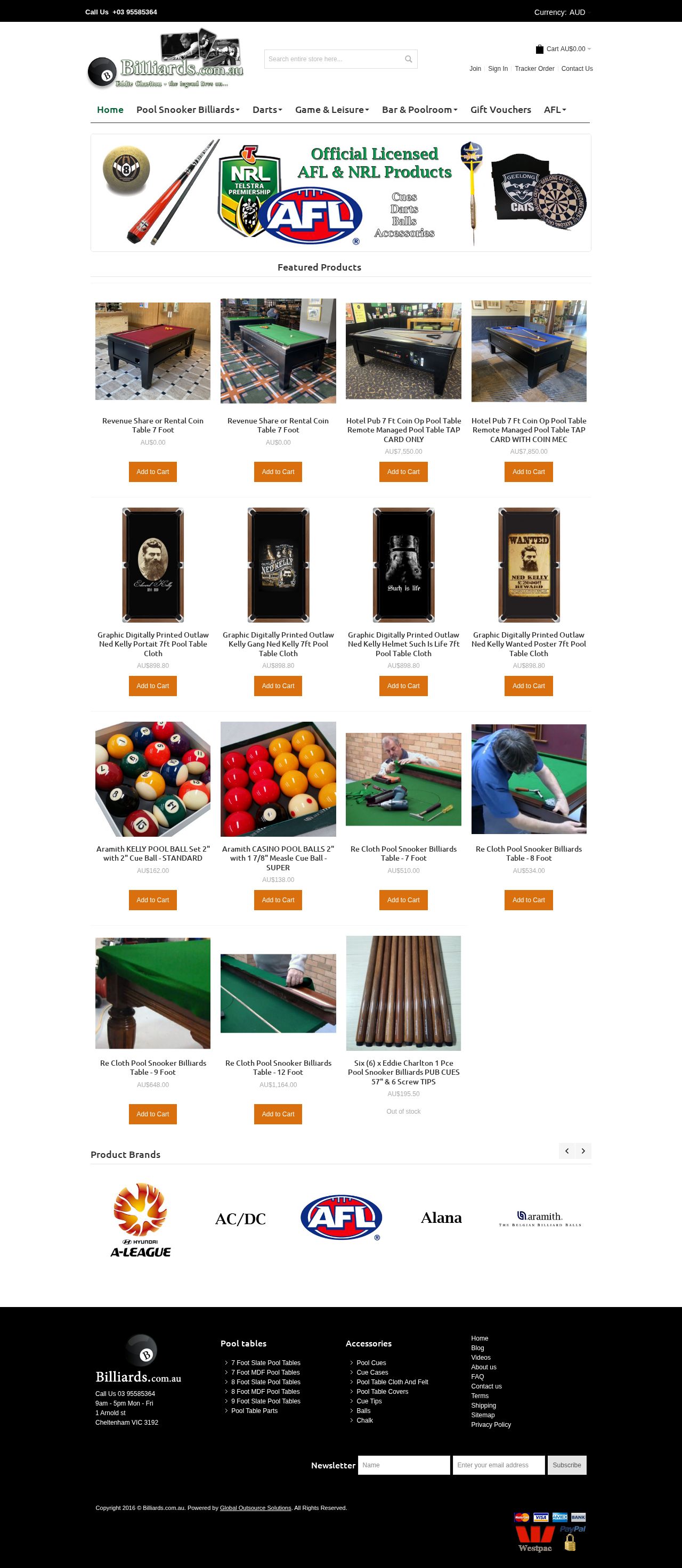 Billiards.com.au Pty Ltd website