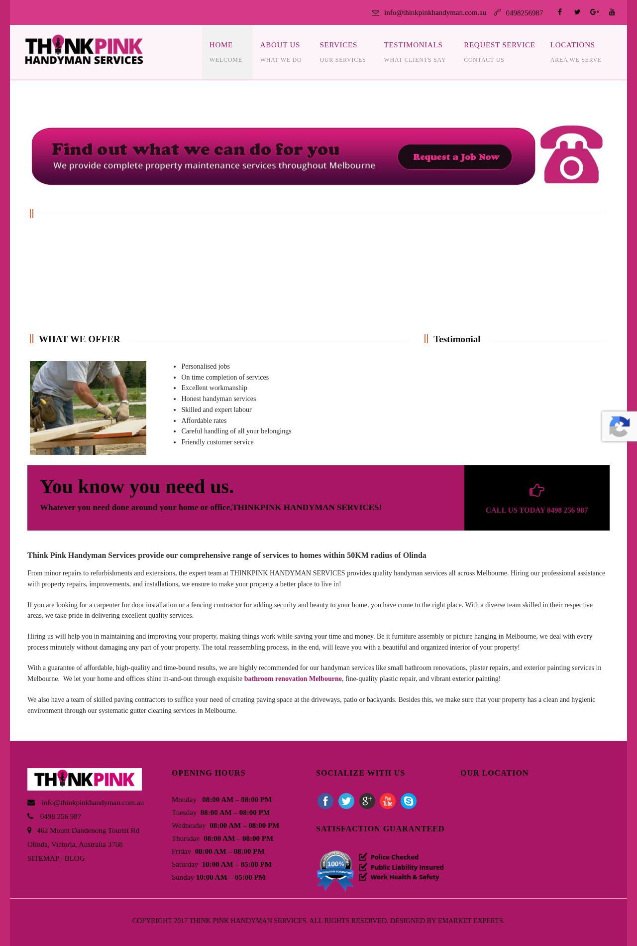 Think Pink Handyman website