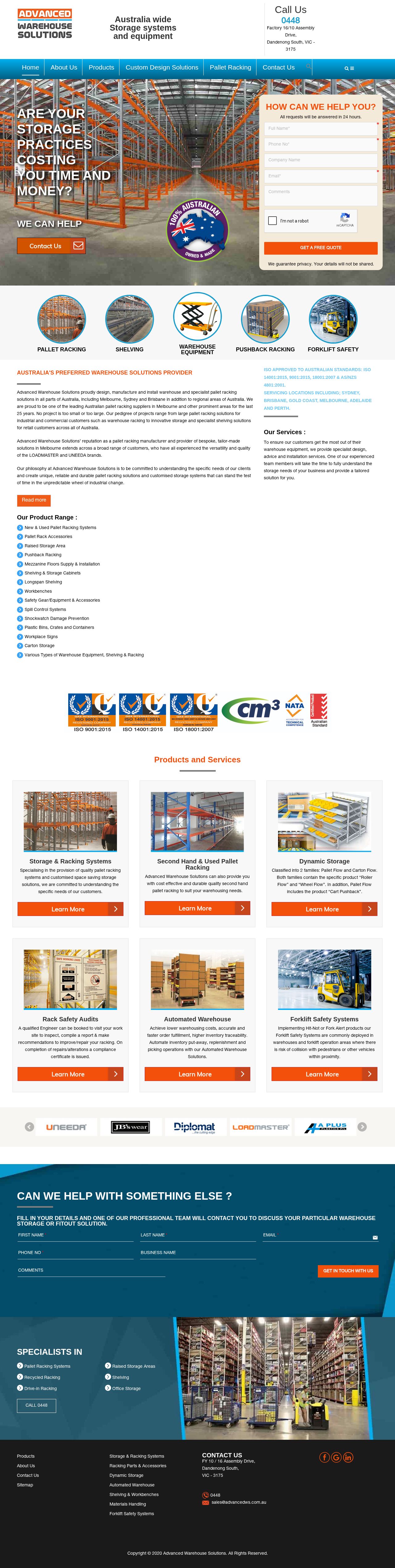 Advanced Warehouse Solutions website