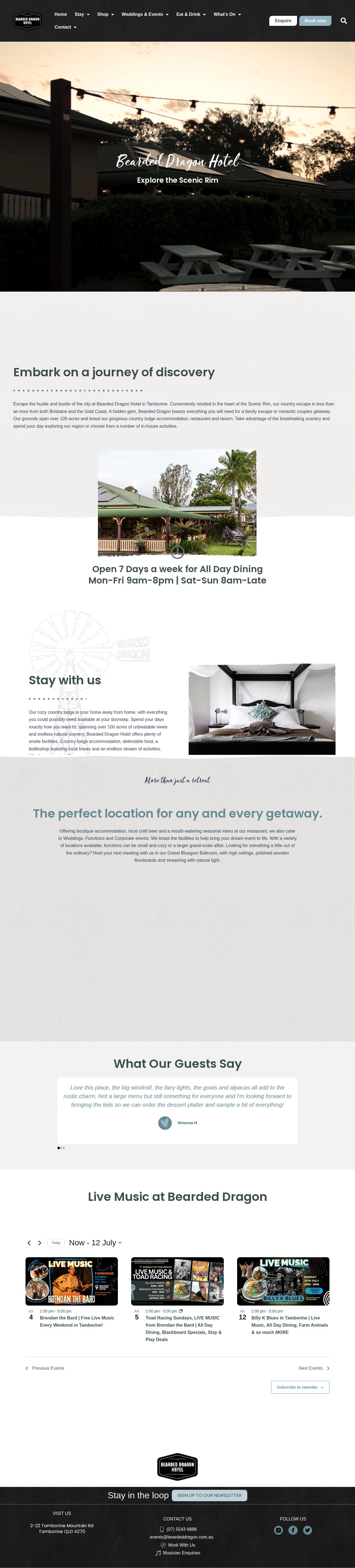 The Bearded Dragon Boutique Hotel website
