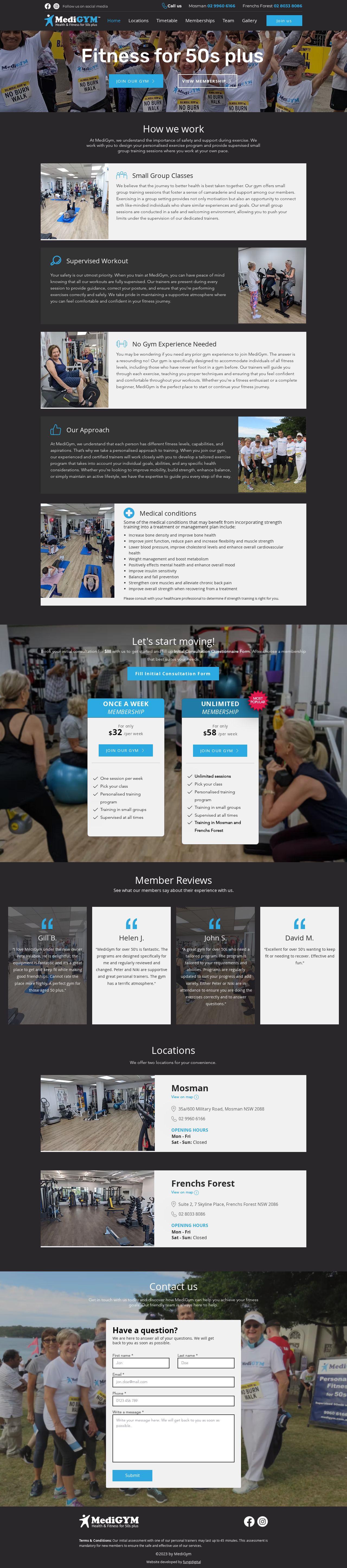 MediGYM: Fitness and Rehab for 50s+ website