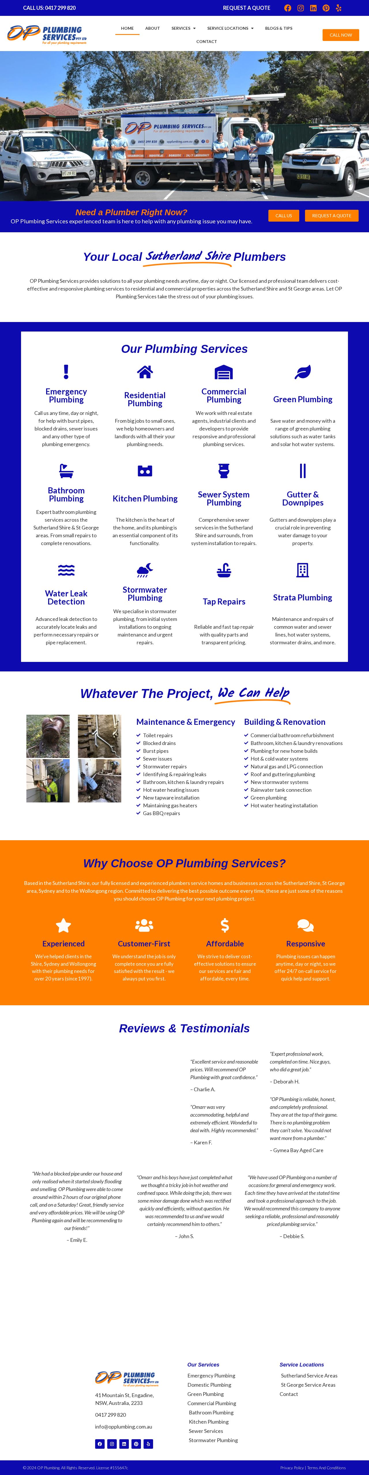 OP Plumbing Services website