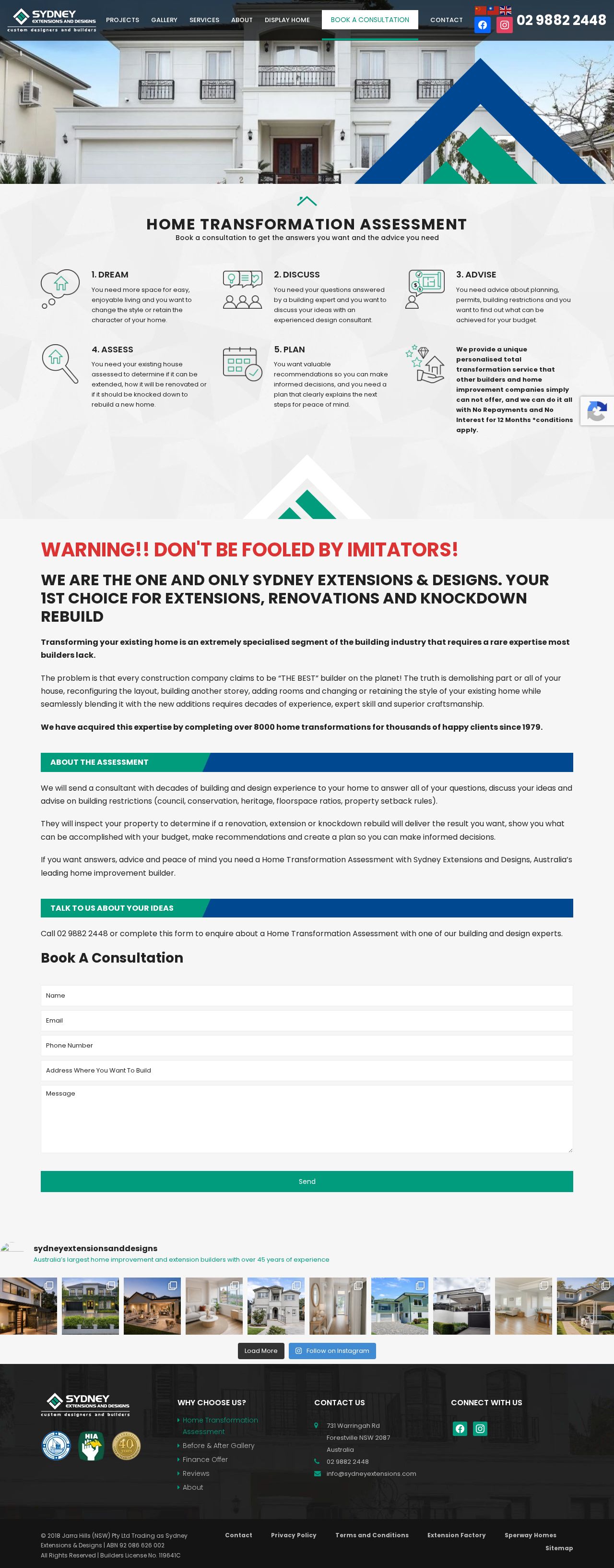 Sydney Extensions - Custom Designers and Builders website
