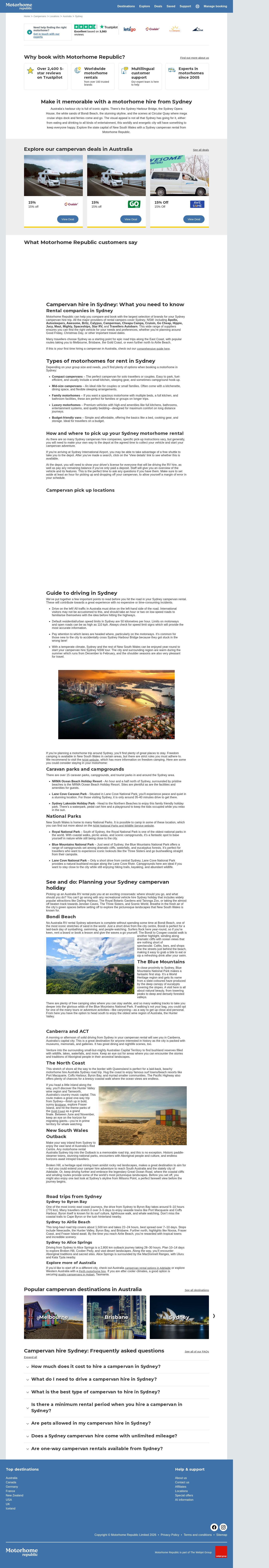 Motorhome Republic - Campervan Hire Sydney website