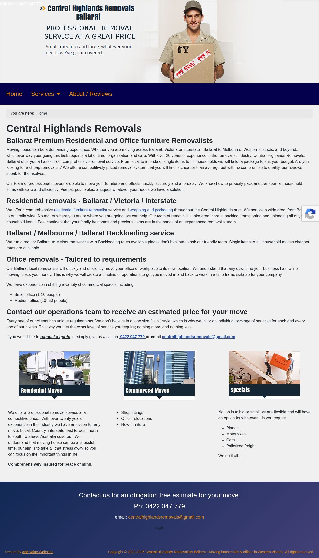 Central Highlands Removals website