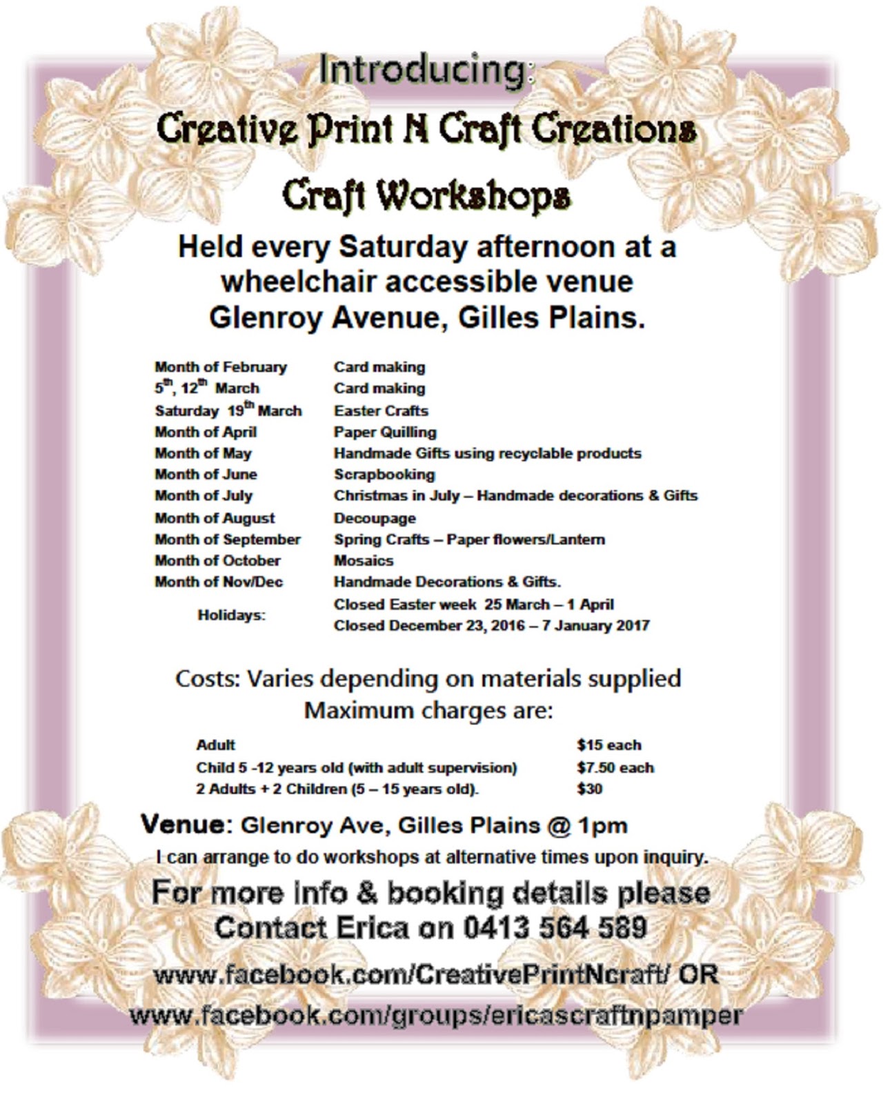 Erica\'s Arts and Craft Workshops cover photo