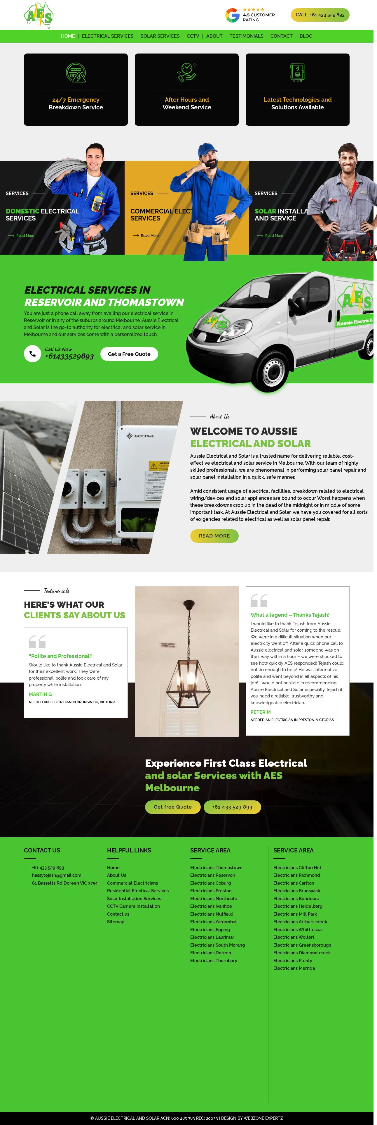 Aussie Electrical and Solar website