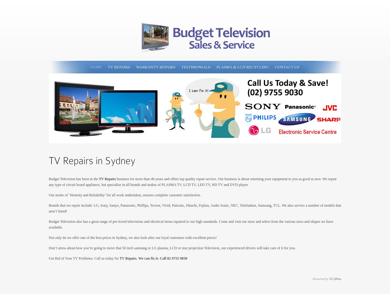 TV Repairs in Sydney website