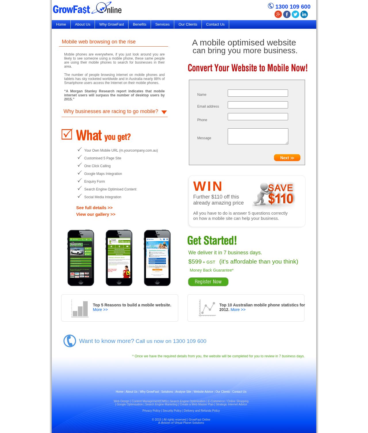 GrowFast Online - Mobile Websites website
