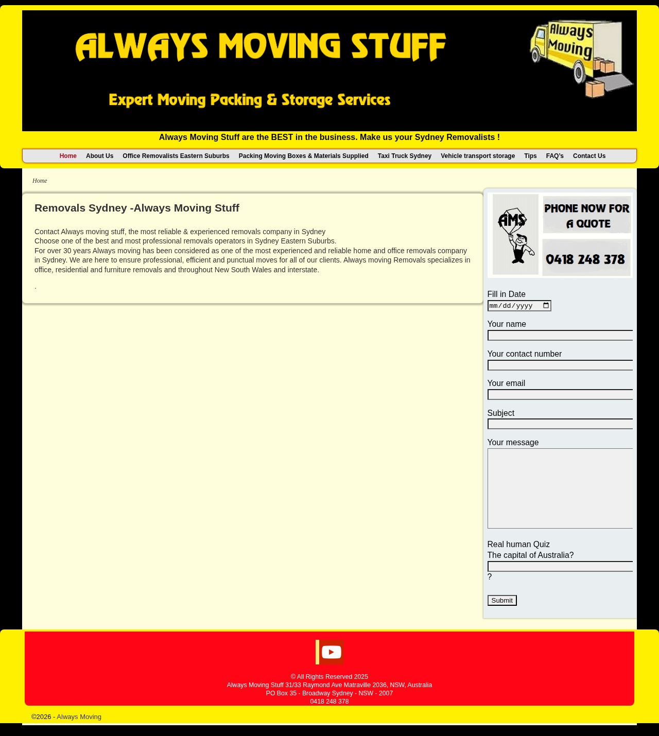 Moving | Removals | Removalist | Removals and Storage âAlways Moving Stuff website