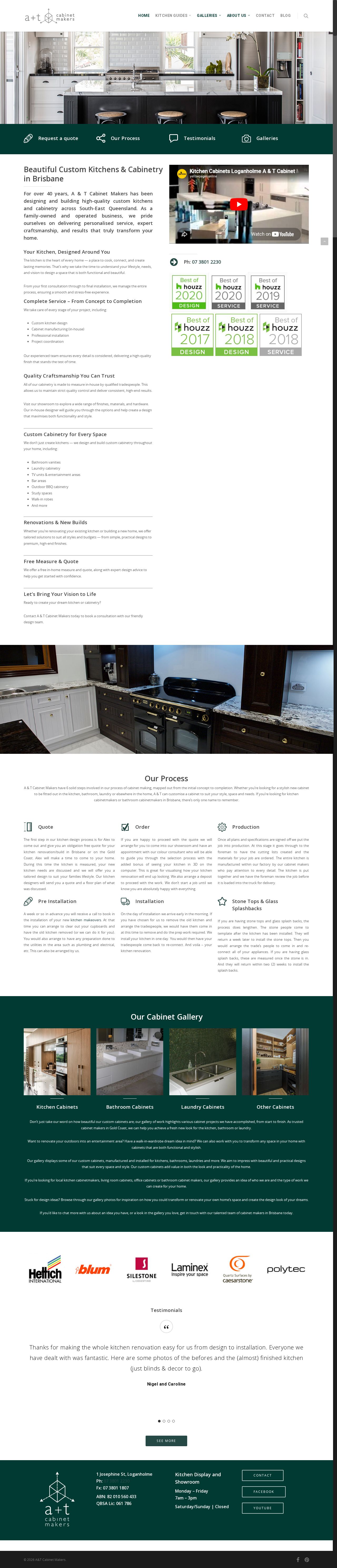 A + T Cabinet Makers website
