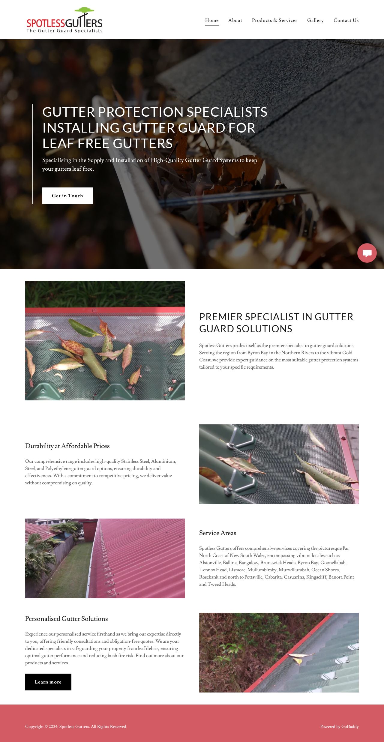 Spotless Gutters website