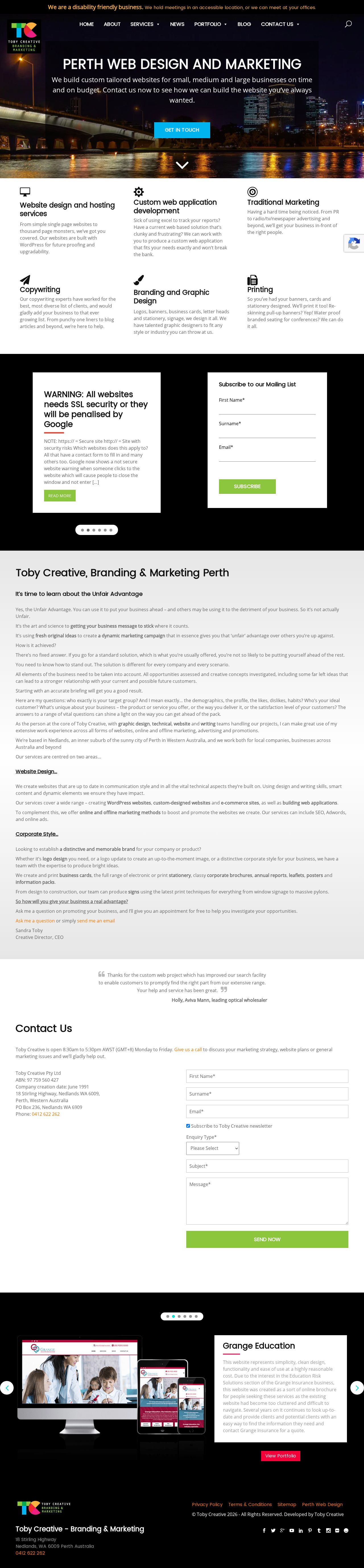 Toby Creative - Branding & Marketing Perth website