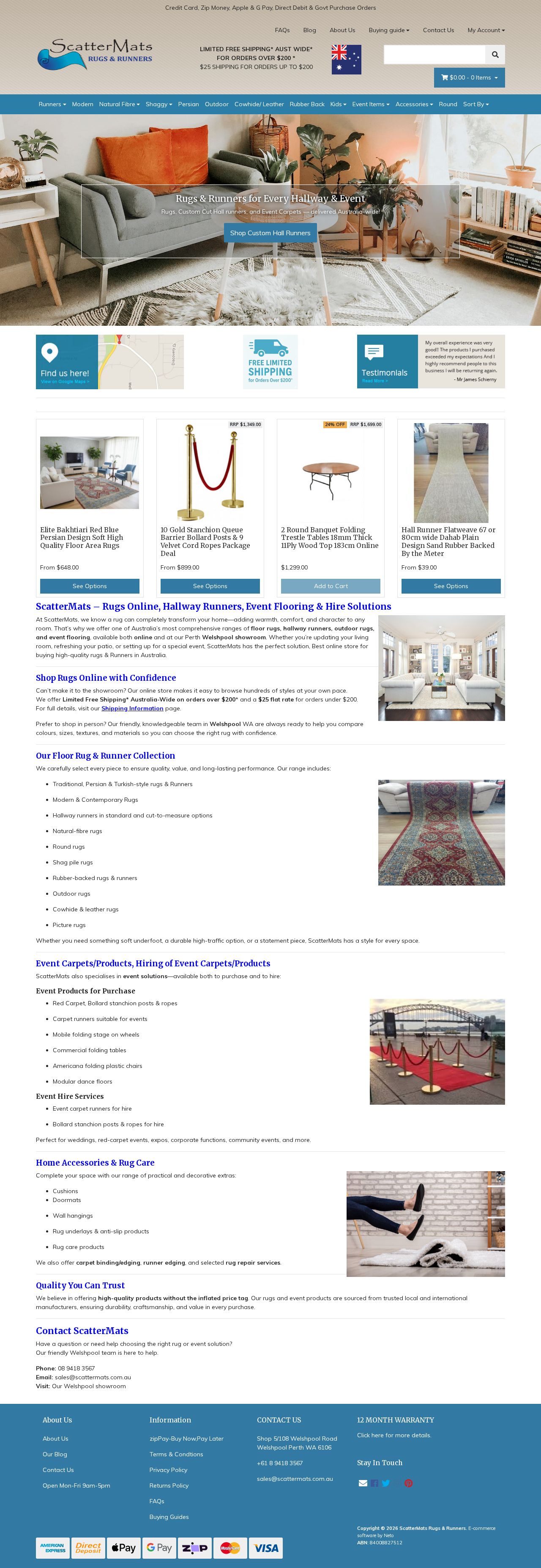 Scattermats Rug Warehouse website