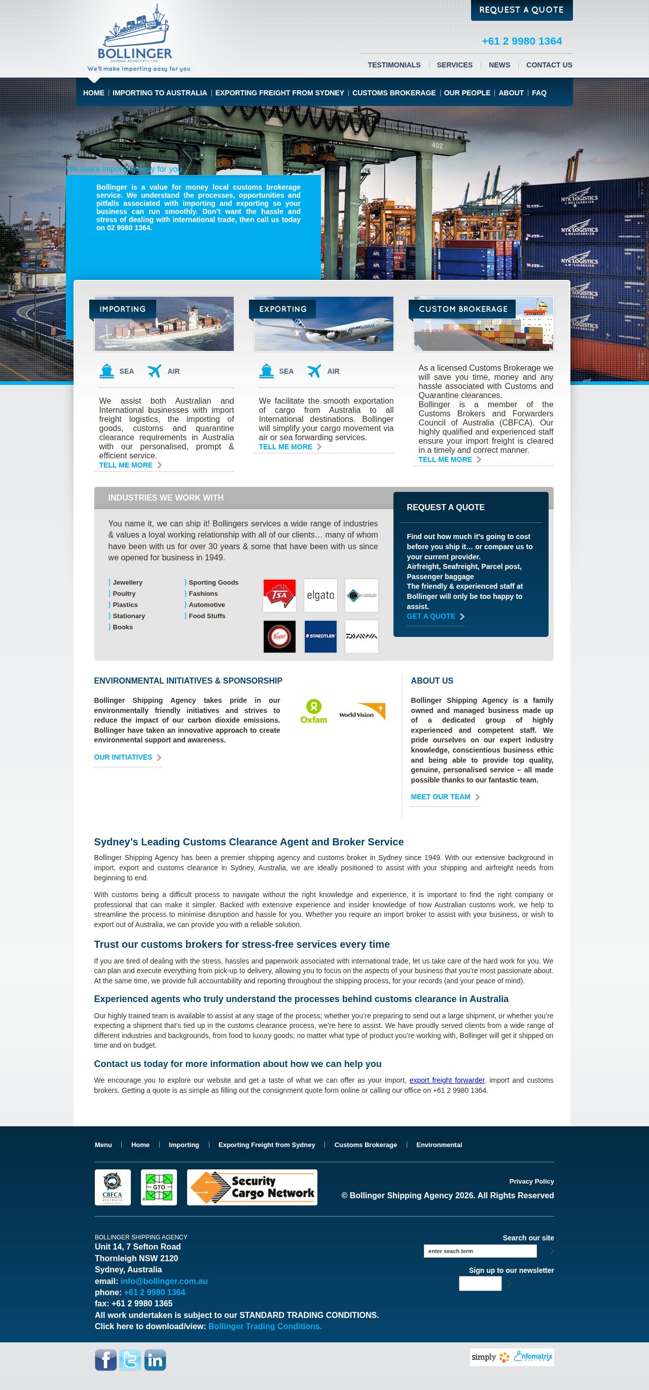 Bollinger Shipping Agency website