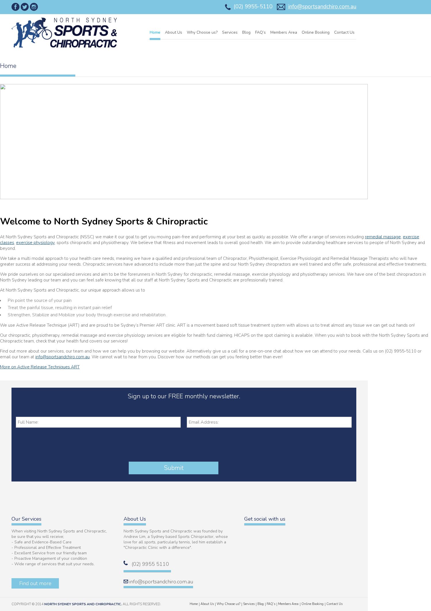 North Sydney Sports and Chiropractic website