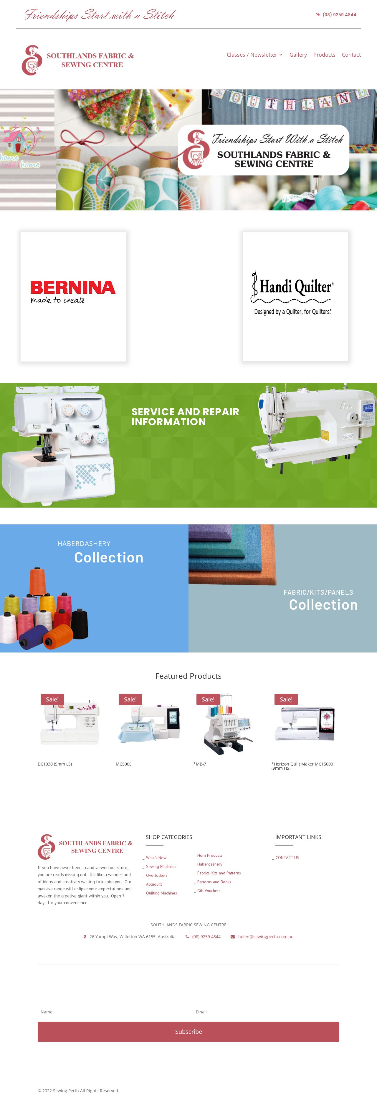 Southlands Fabric & Sewing Centre Perth website
