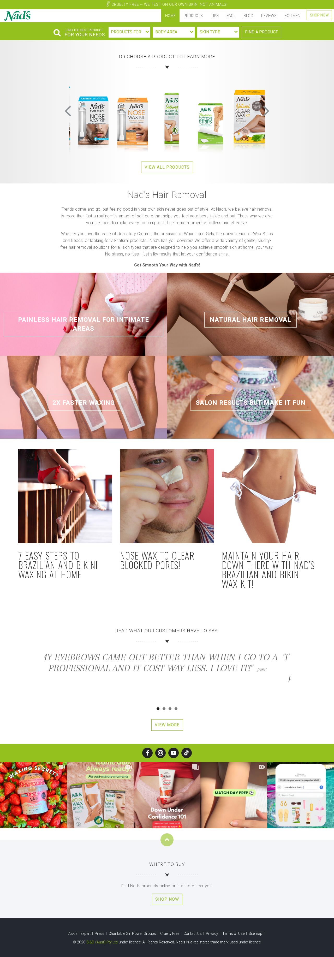 Nads Hair Removal website