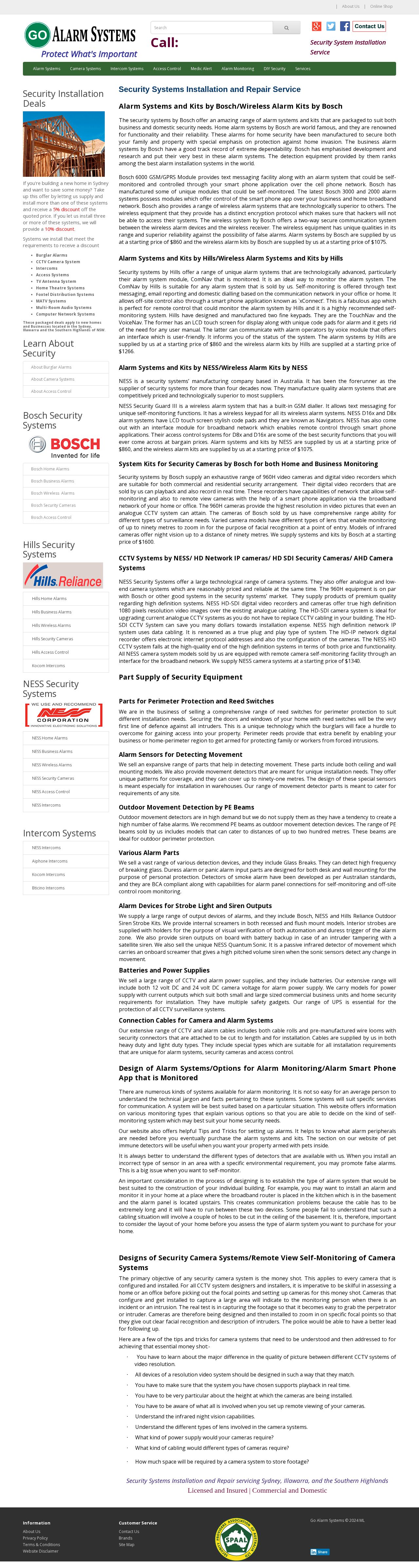 Go Alarm Systems website