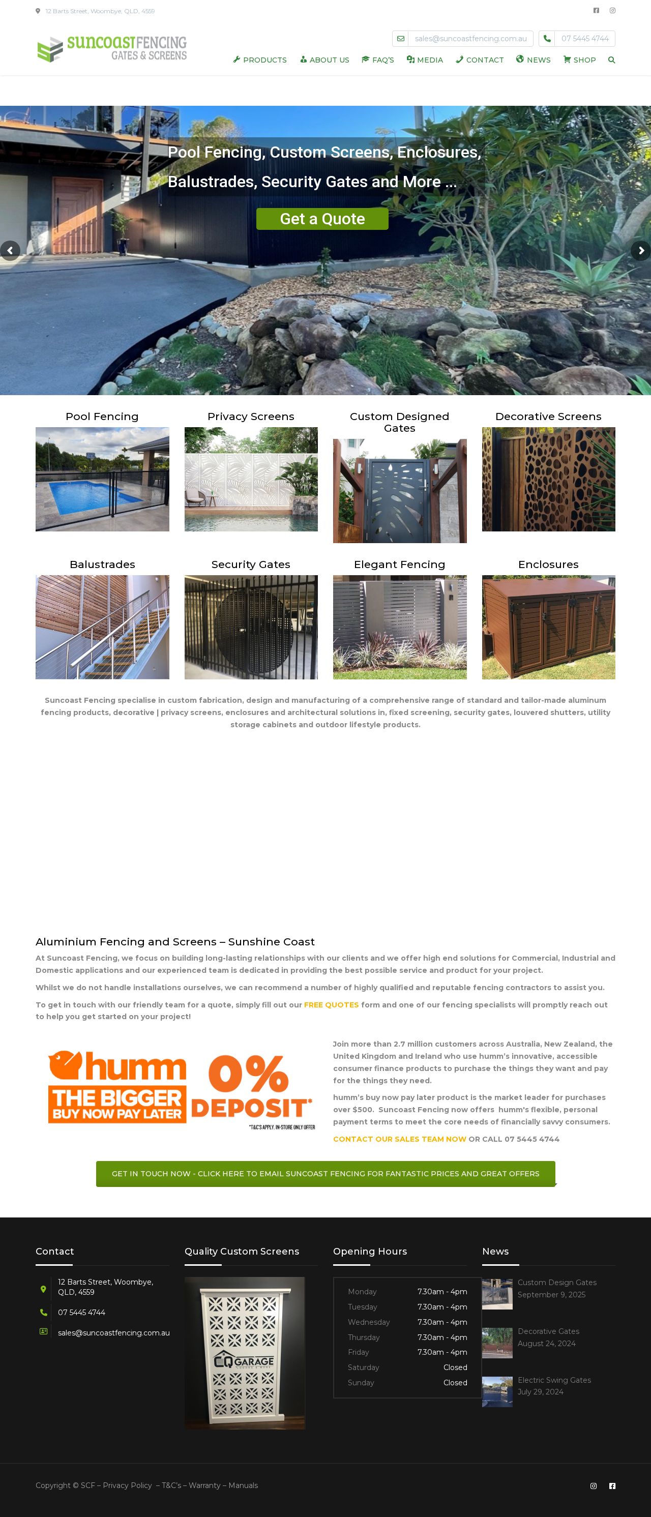 Aluminium slatted outdoor privacy screens, sliding driveway entrance gates, deck rails, balustrade, pool fencing website