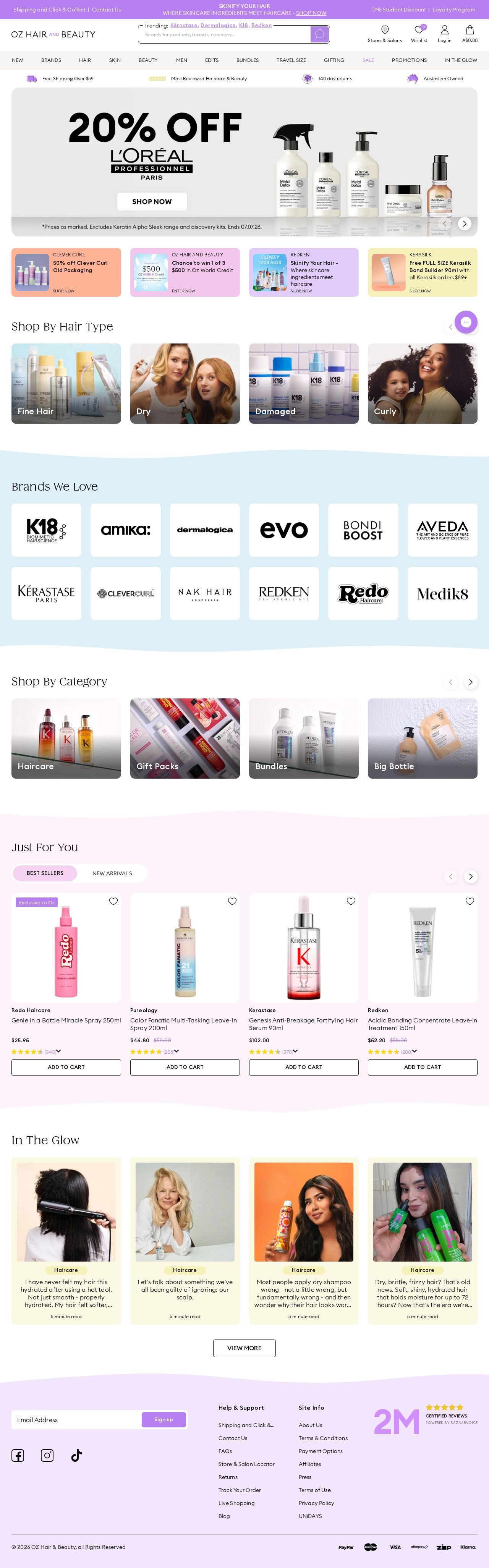 Oz Hair and Beauty website