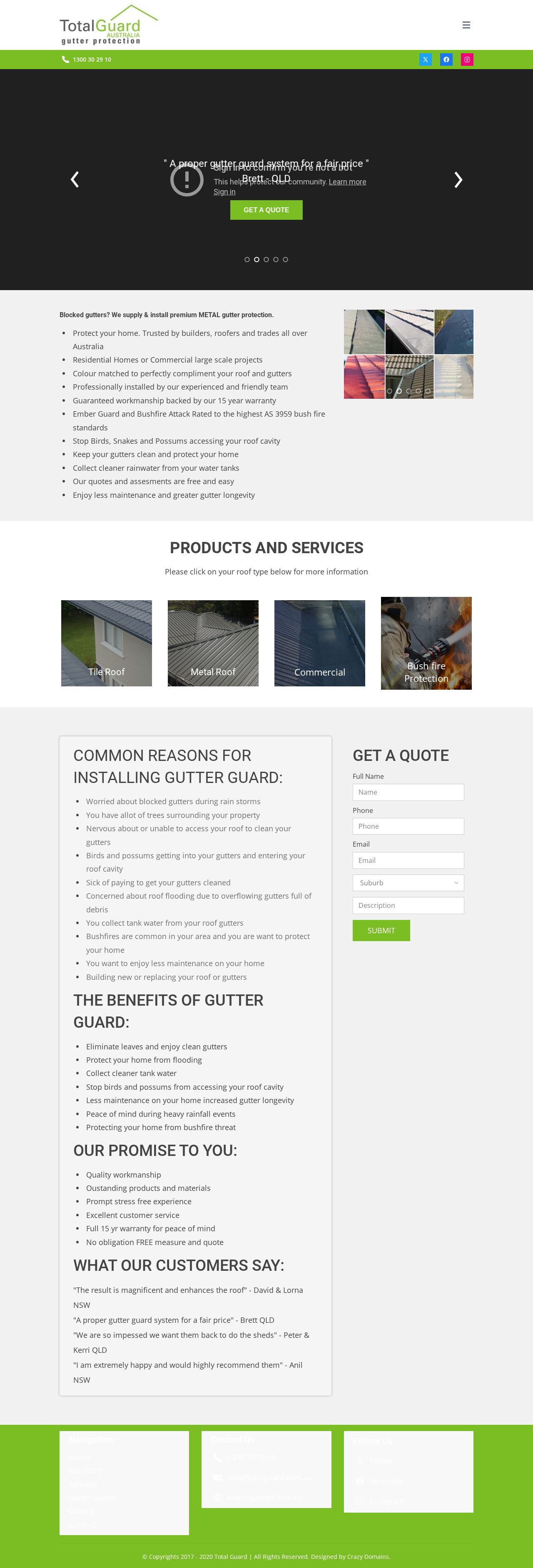 Gutter Guard Brisbane website
