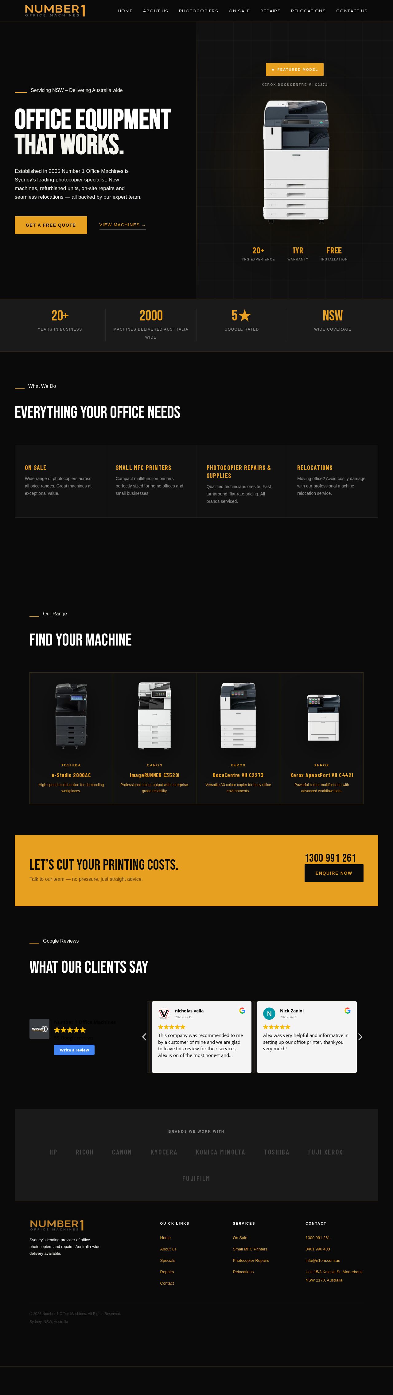 Number 1 Office Machines website