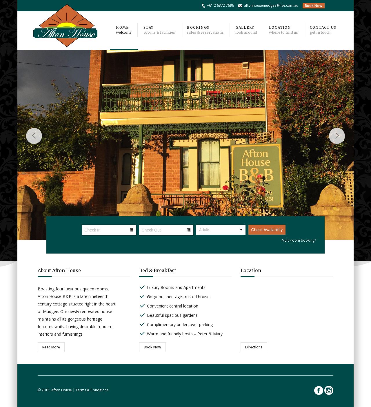 Afton House B&B Mudgee website