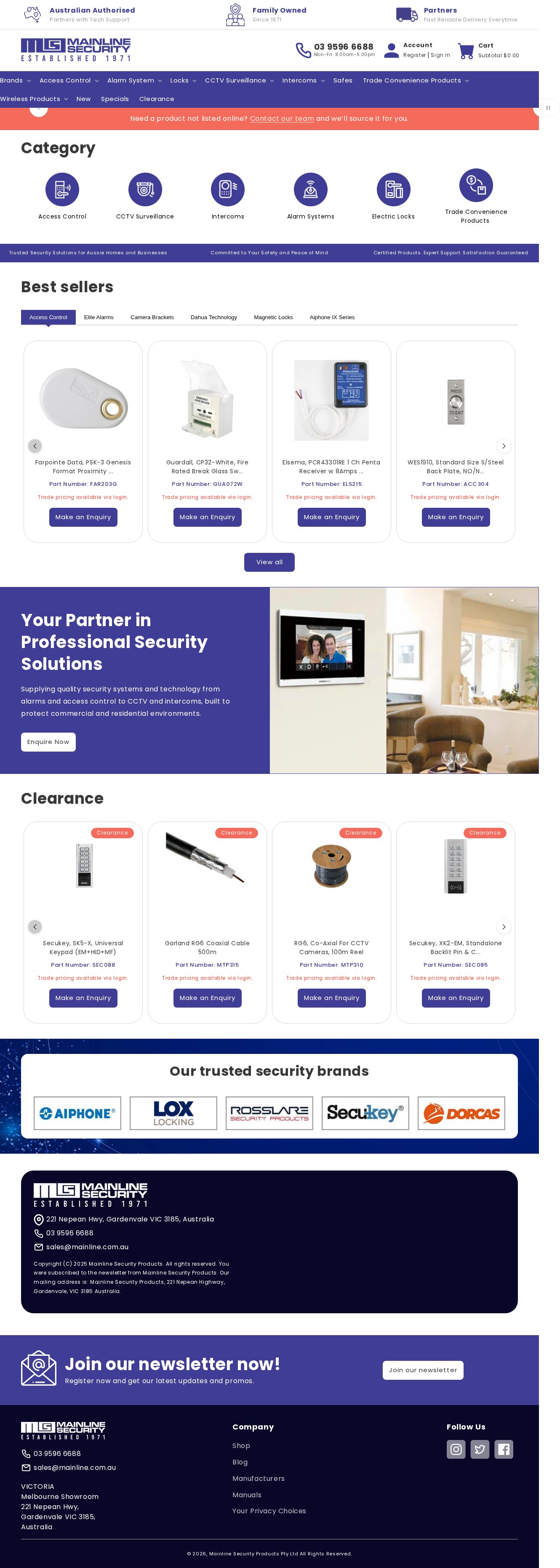 Mainline Security Products Pty Ltd website