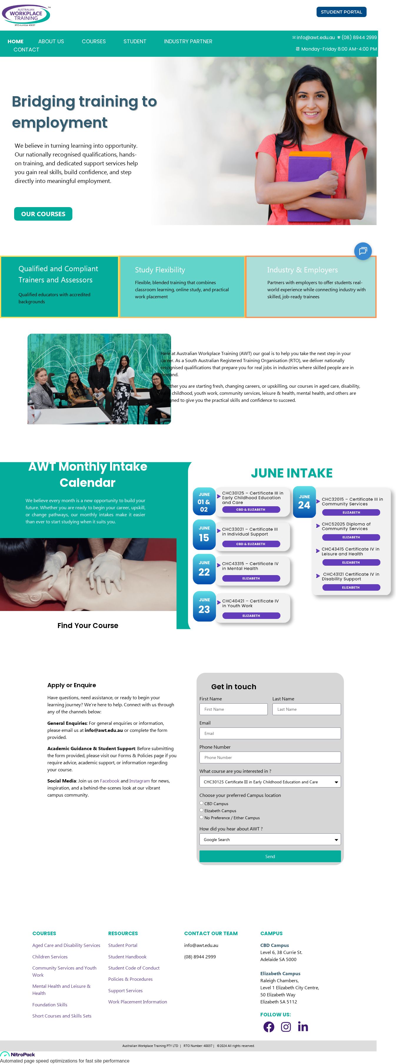Australian Workplace Training website