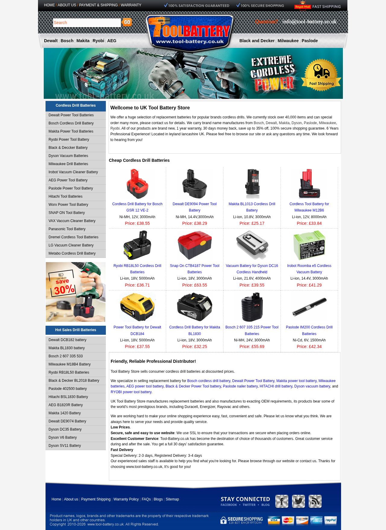 UK Power Tool Battery website