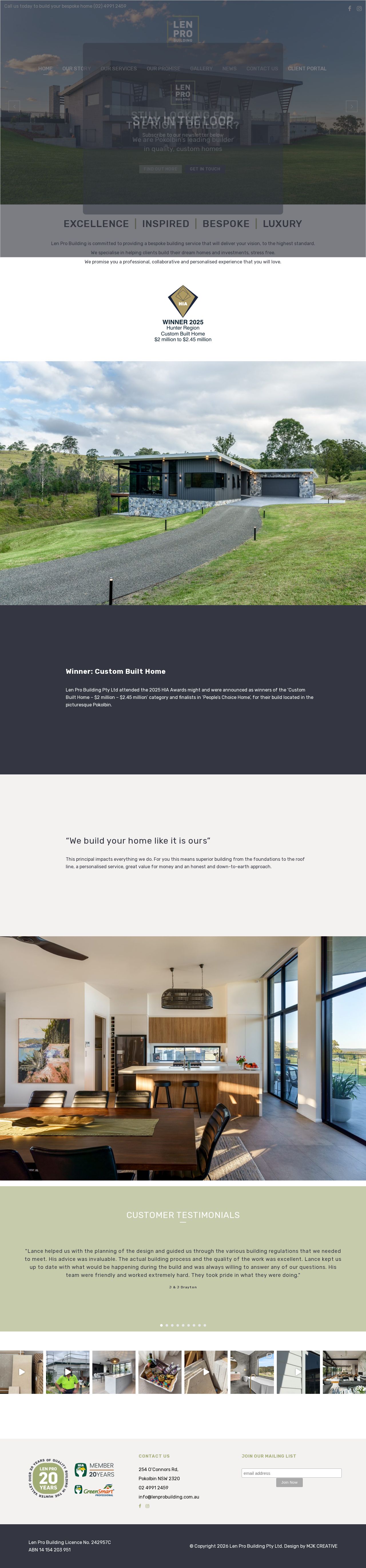 Len PRO Building PTY Ltd. website