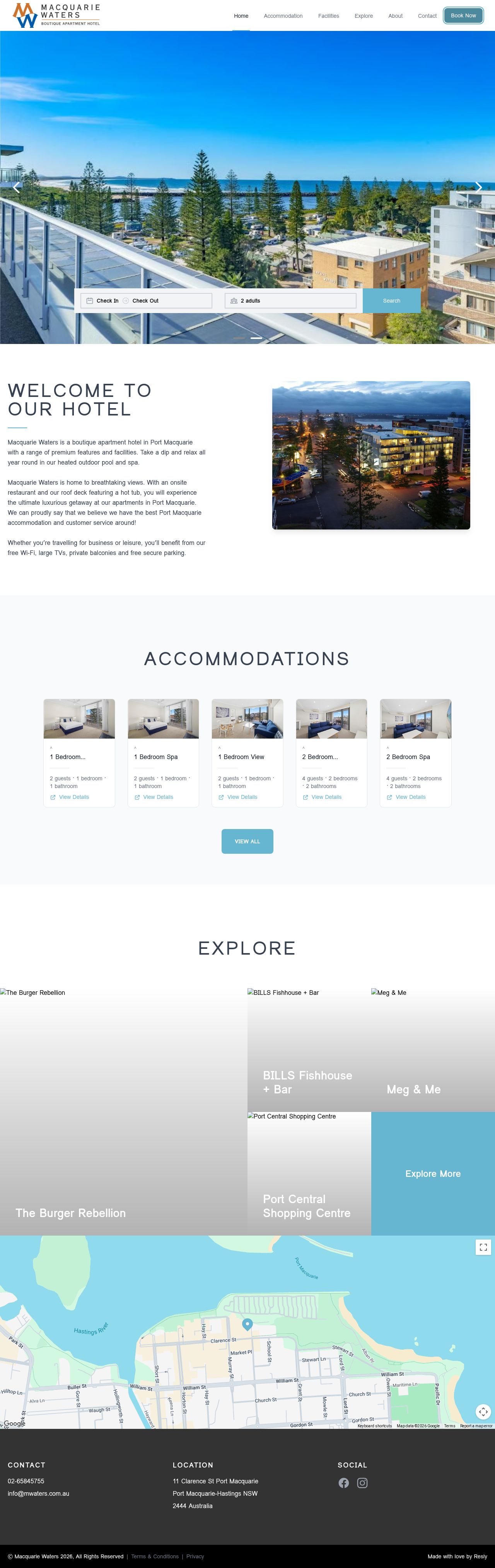 Port Macquarie Accomodation website
