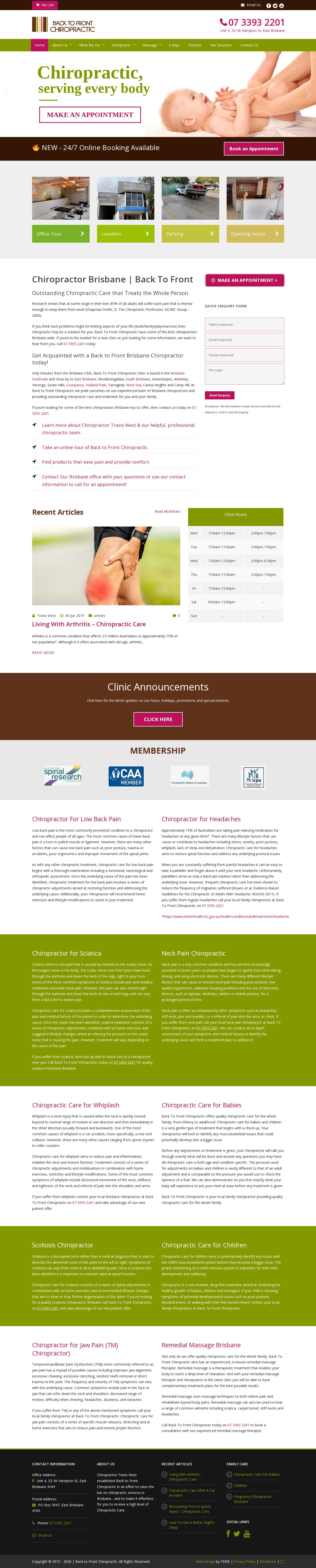 Back to Front Chiropractic website