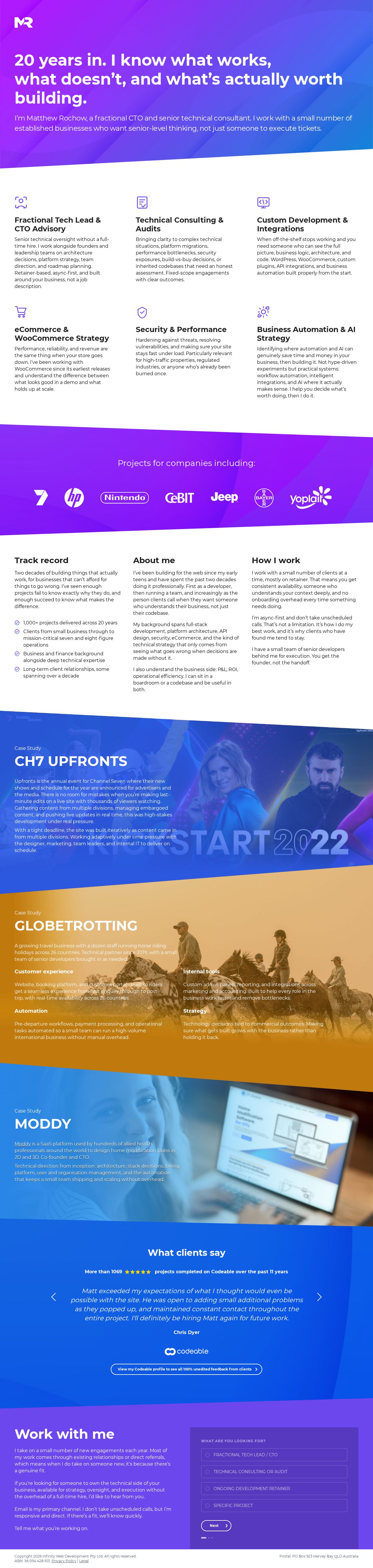 Australian Wordpress Developer - Matthew Rochow website