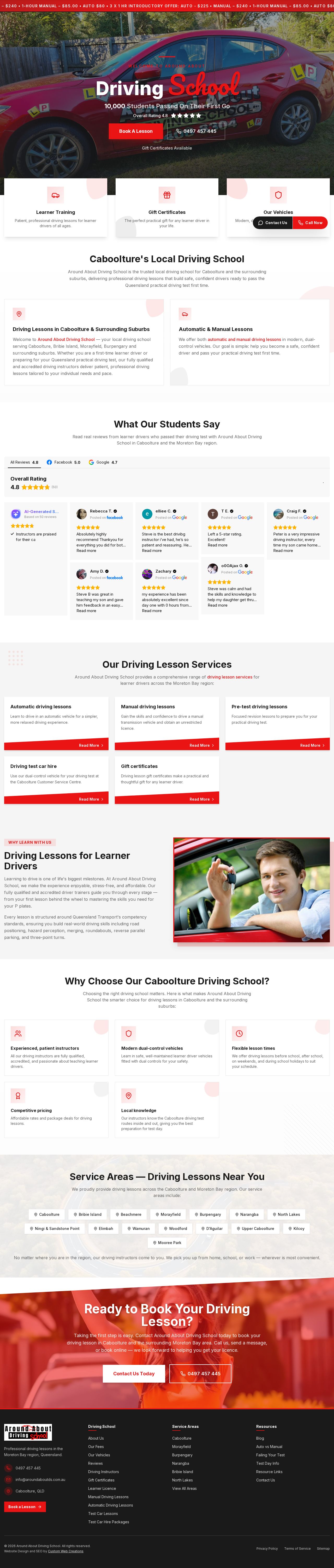 Around About Driving School website