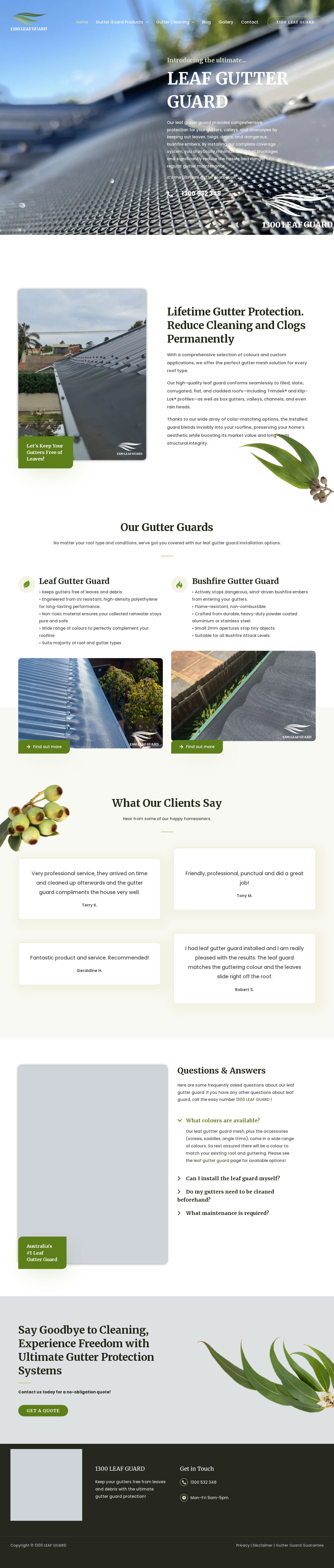 Leaf Free Gutter Guard website