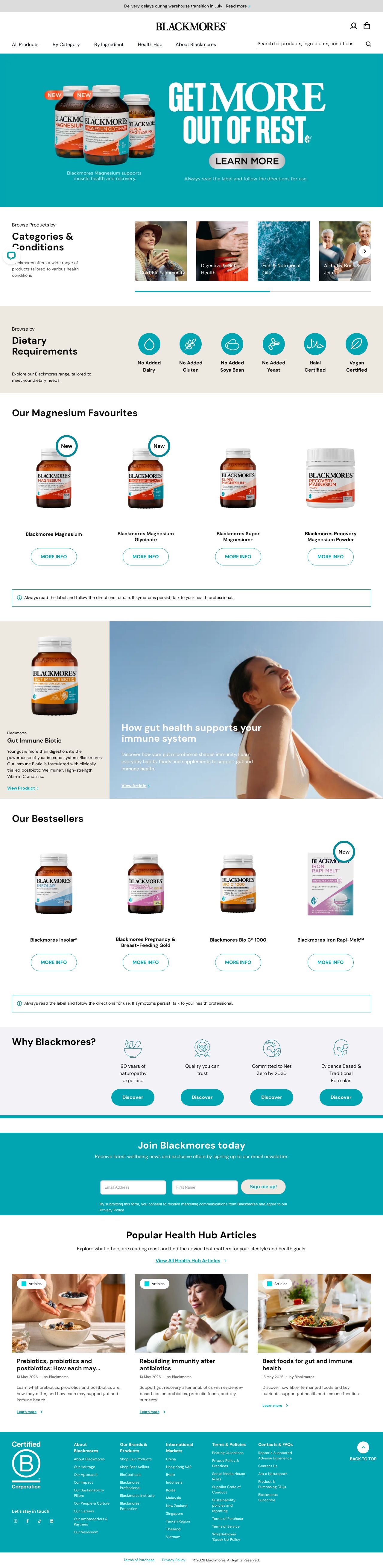 Blackmores Natural Health website