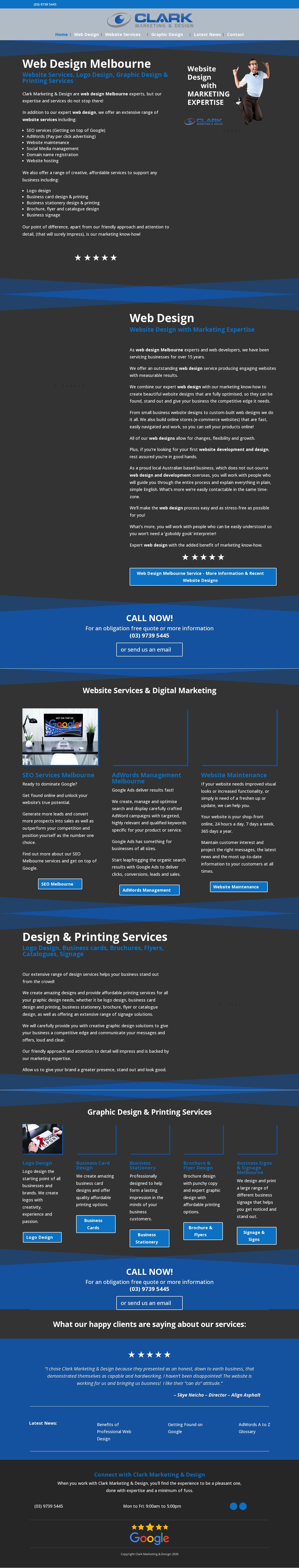 Clark Marketing and Design website