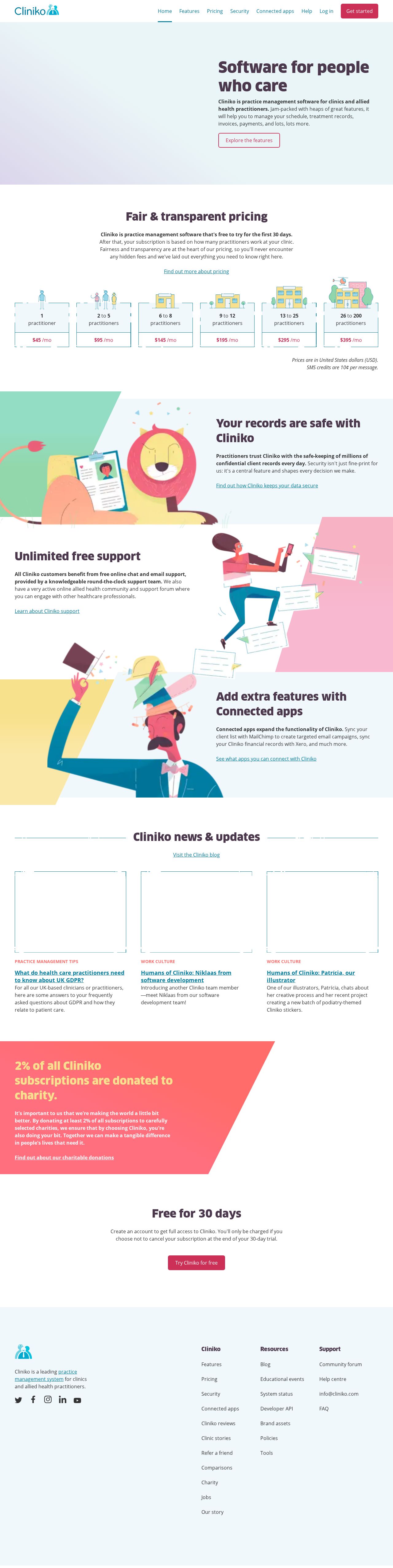 Cliniko website