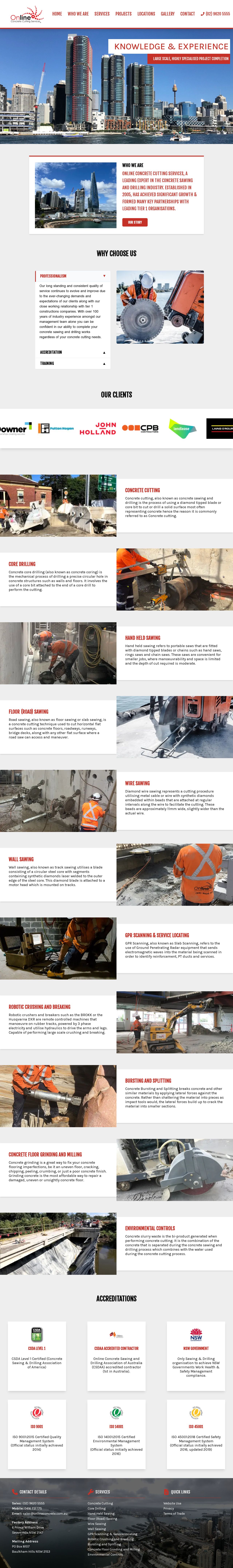 Online Concrete Cutting Services Pty Ltd website