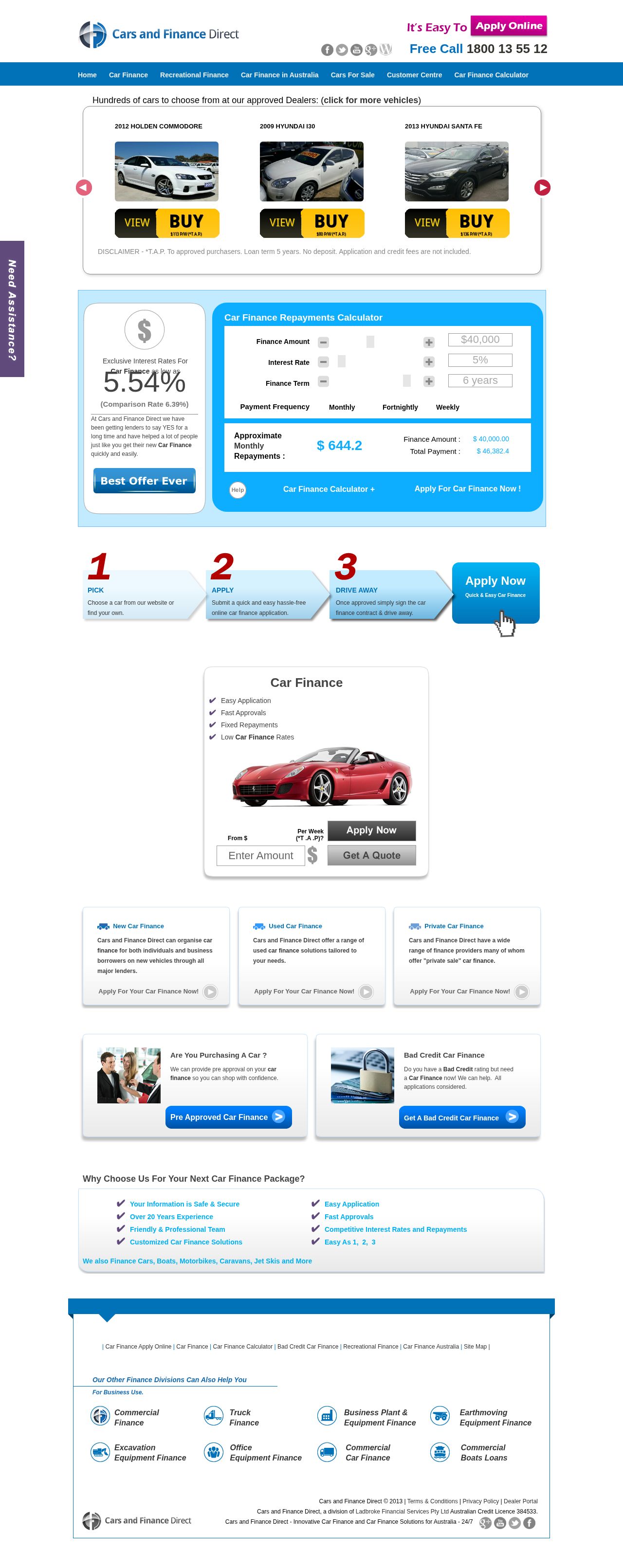 Cars and Finance Direct website