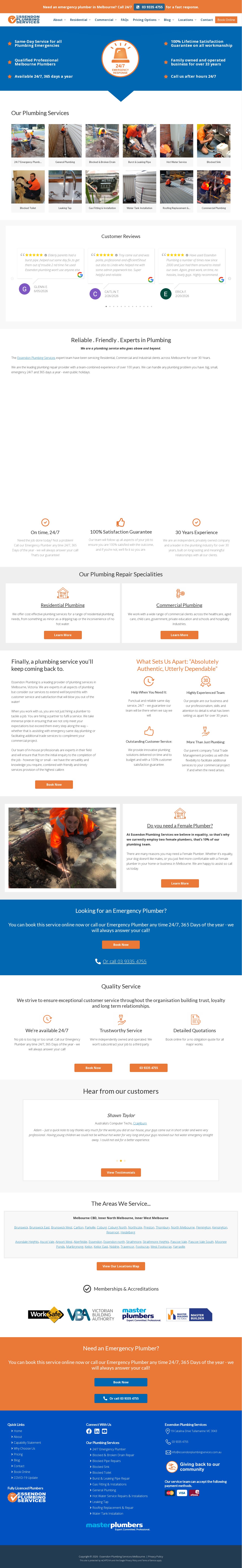 Essendon Plumbing Services website