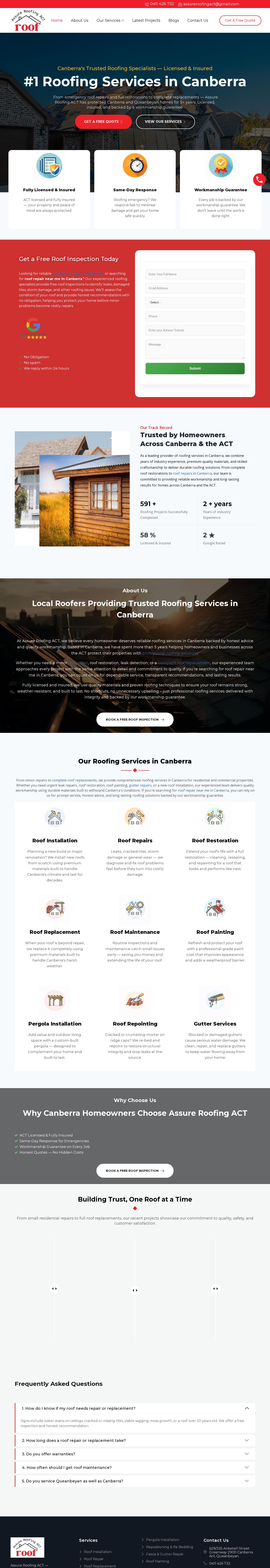 Assure Roofing ACT website