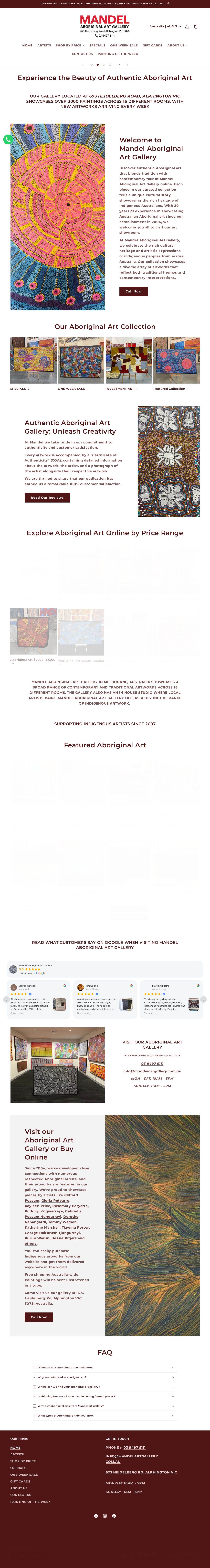 Mandel Aboriginal Art Gallery website