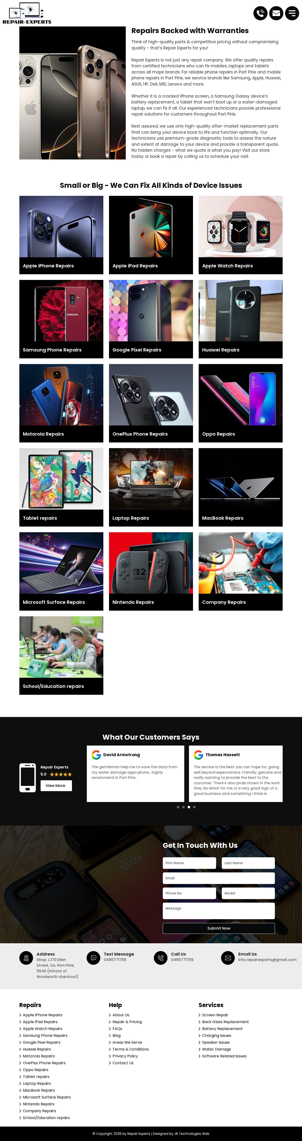 Repair Experts website