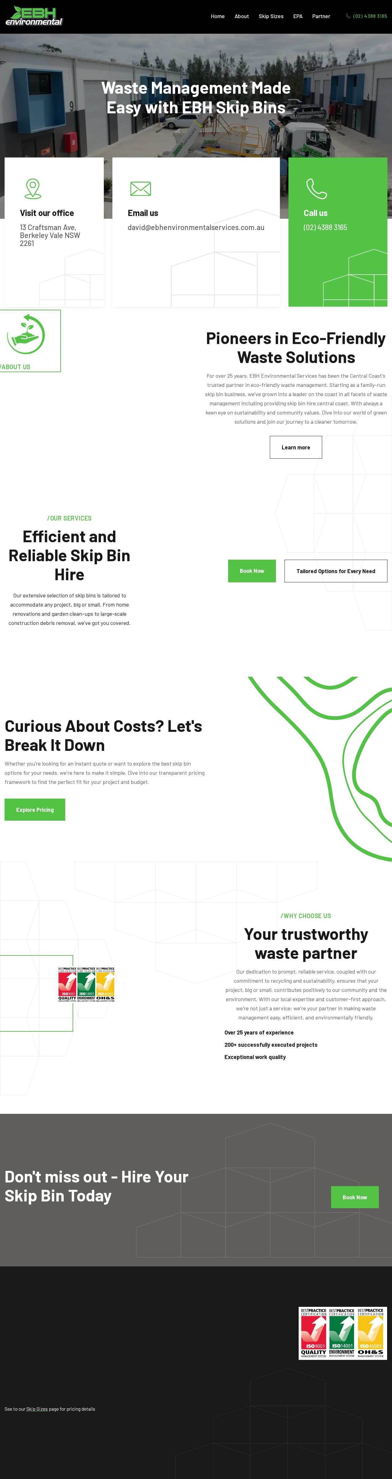 EBH Skip Bins website