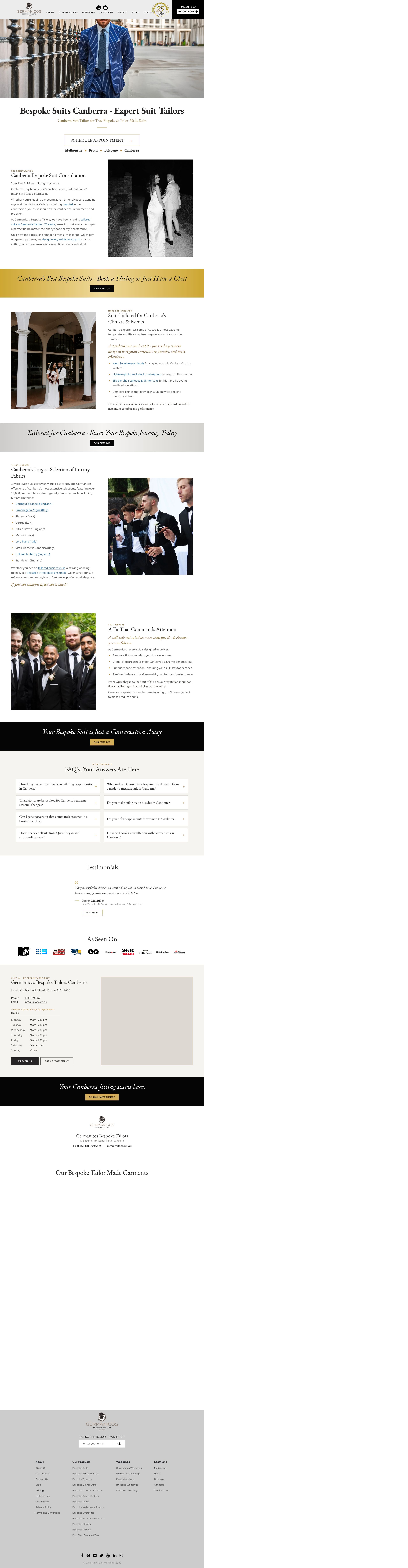 Germanicos Bespoke Tailors Canberra website