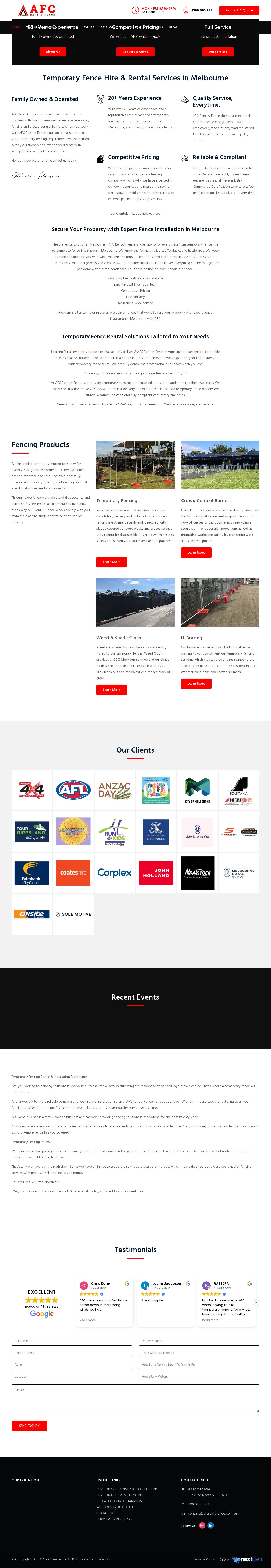 AFC Rent A Fence website