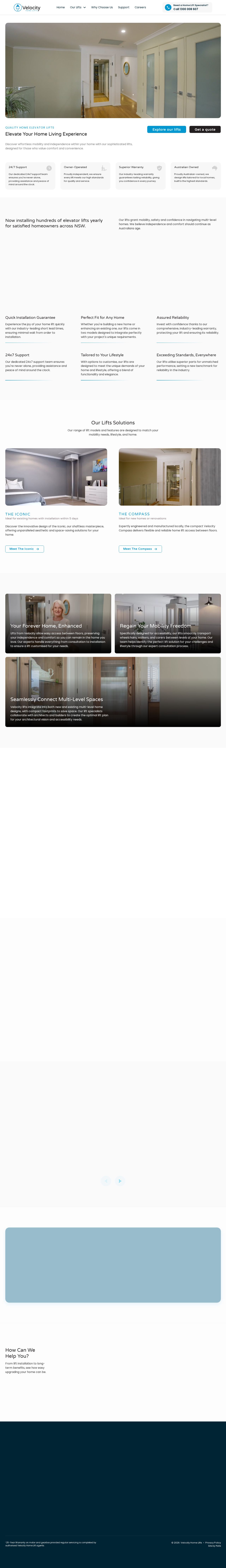 Velocity Home Lifts website